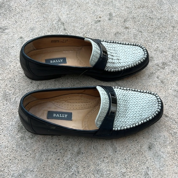 Bally Ruvera Italian Made Cream Weave and Black Loafer Men\'s Size 9.5 main image 6